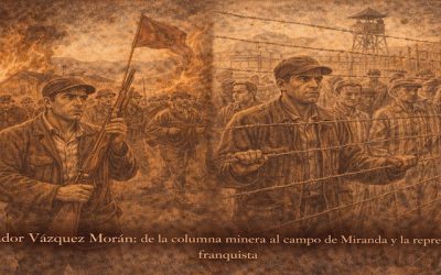 Ilustración Amador Vázquez Morán desde la columna minera al campo de concentración de Miranda de Ebro