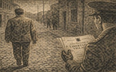 Ilustración que representa la vigilancia a los presos.