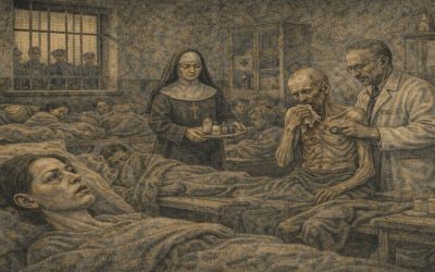 Ilustración personas enfermas en la cárcel