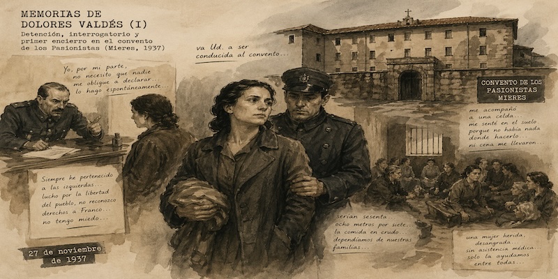 Memorias de Dolores Valdés (I): detención, interrogatorio y primer encierro en el convento de los Pasionistas